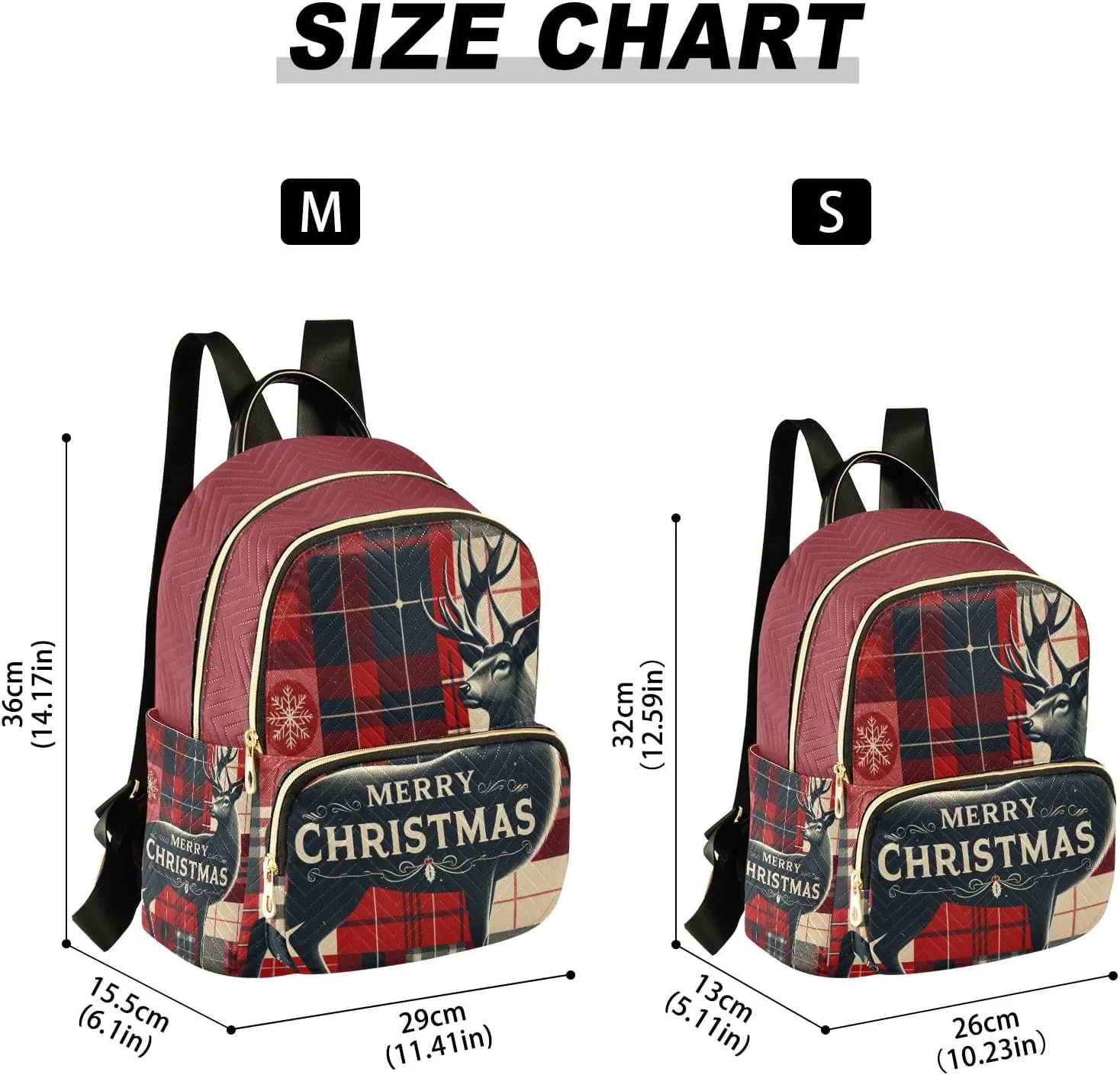 ODAWA Merry Christmas Deer Quilted Backpacks Purse Backpack for Women Small Ladies Travel Backpack