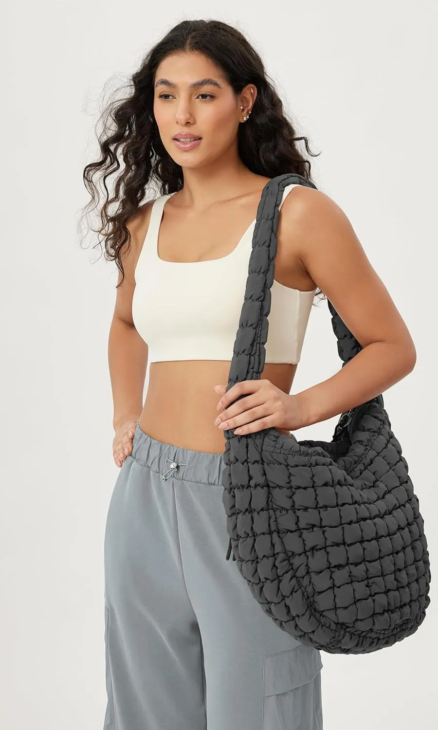 ODODOS Quilted Carryall Tote Bag for Women Crossbody Large Hobo Lightweight Padding Shoulder Bag