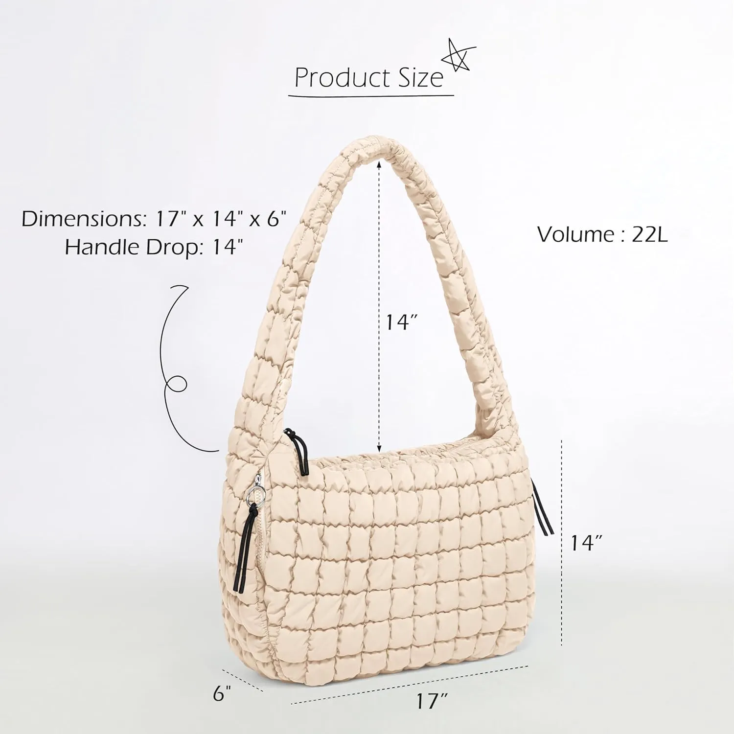 ODODOS Quilted Carryall Tote Bag for Women Crossbody Large Hobo Lightweight Padding Shoulder Bag