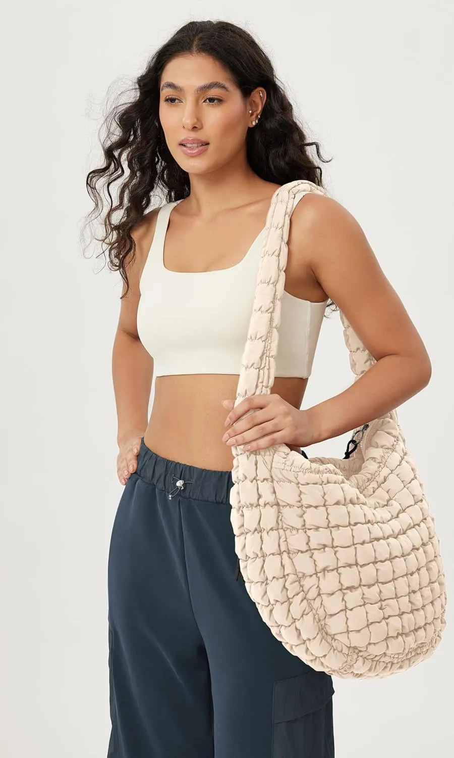 ODODOS Quilted Carryall Tote Bag for Women Crossbody Large Hobo Lightweight Padding Shoulder Bag