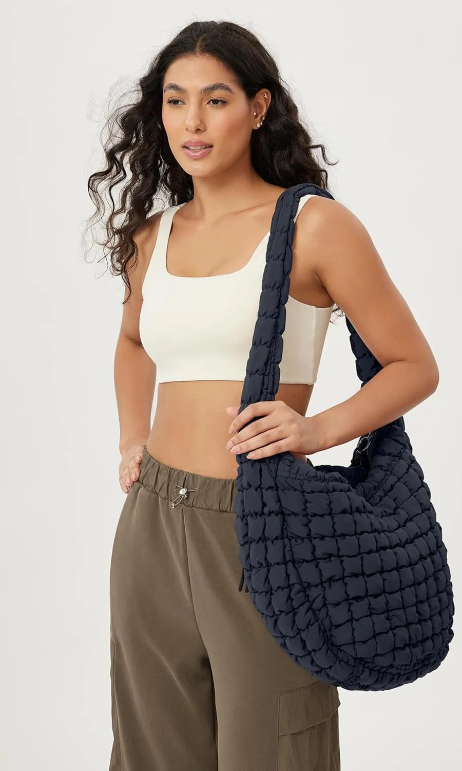 ODODOS Quilted Carryall Tote Bag for Women Crossbody Large Hobo Lightweight Padding Shoulder Bag