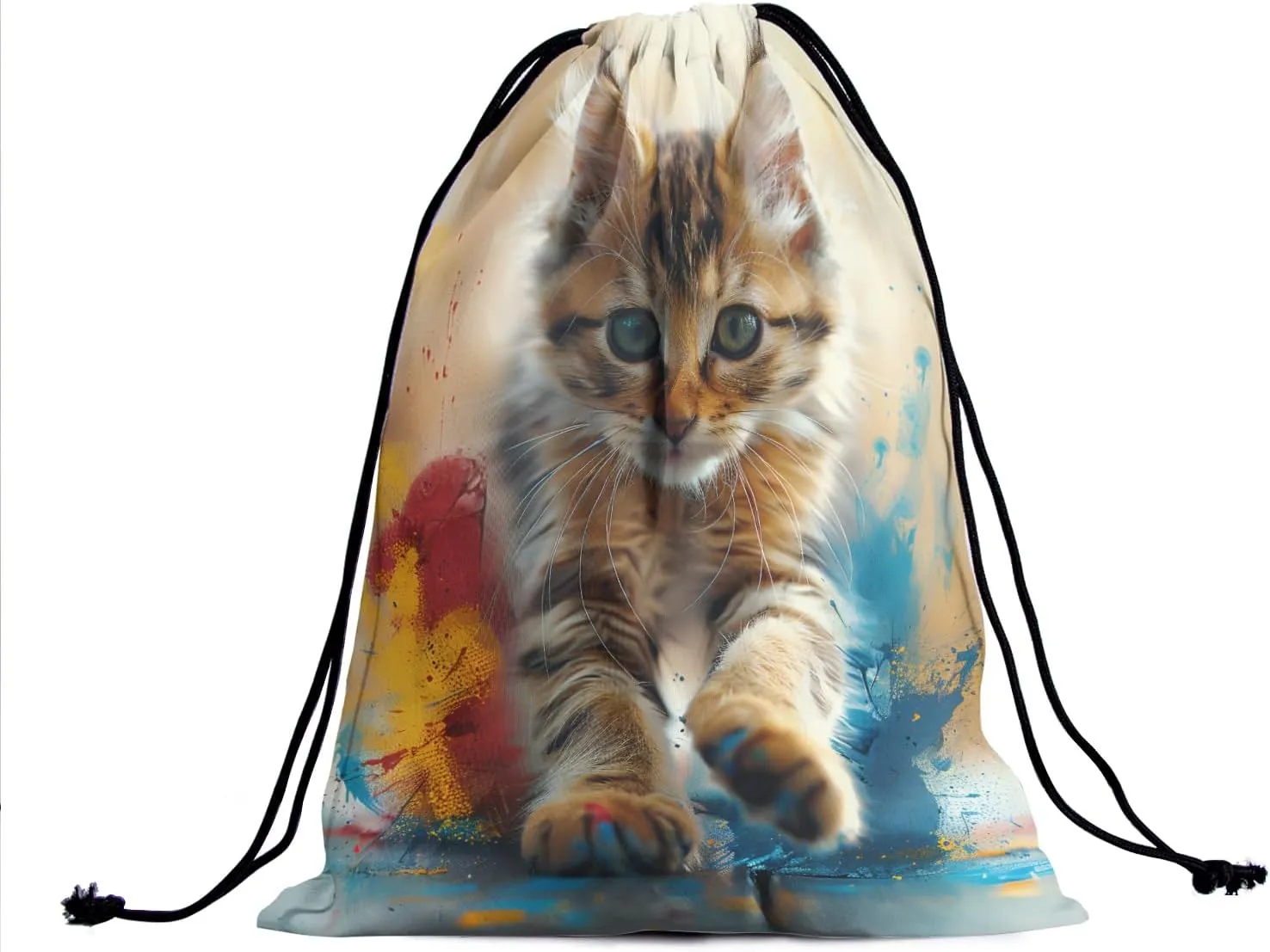 Oil Painting Gymnastics Grip Bag Lovely Cat Women Athlete Gym String Bag Storage Pouch Bag for Sports Grips