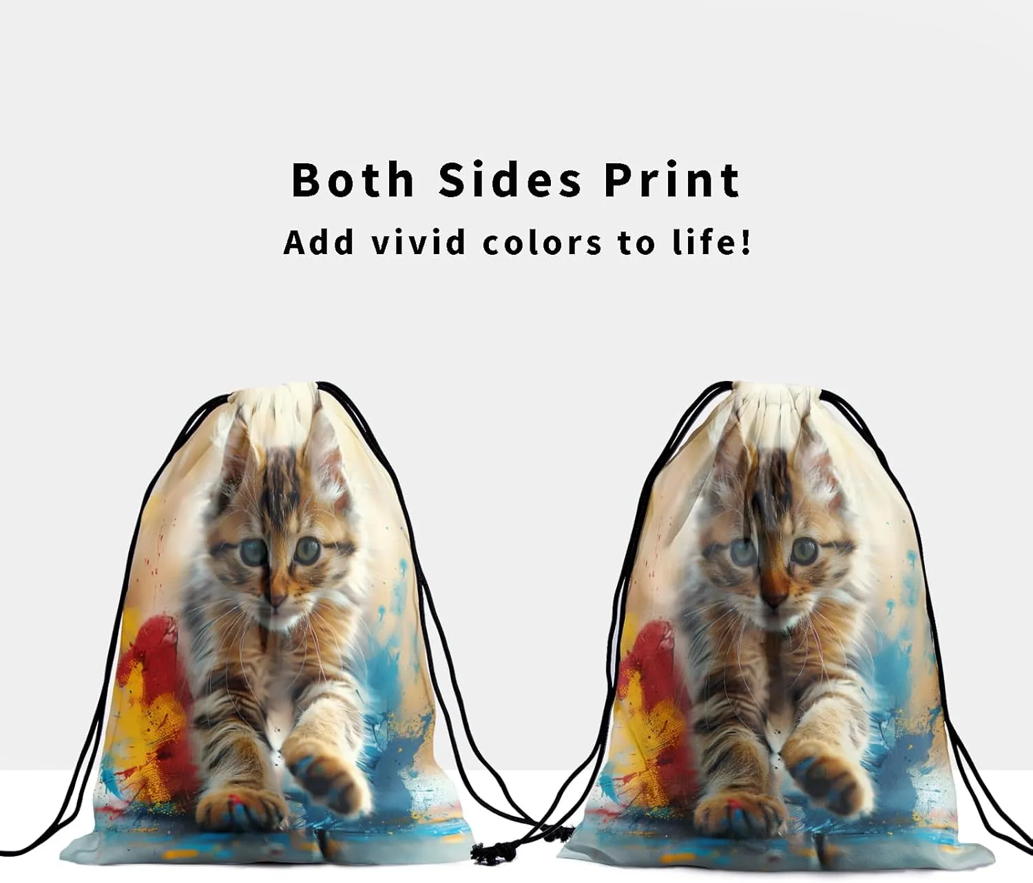 Oil Painting Gymnastics Grip Bag Lovely Cat Women Athlete Gym String Bag Storage Pouch Bag for Sports Grips
