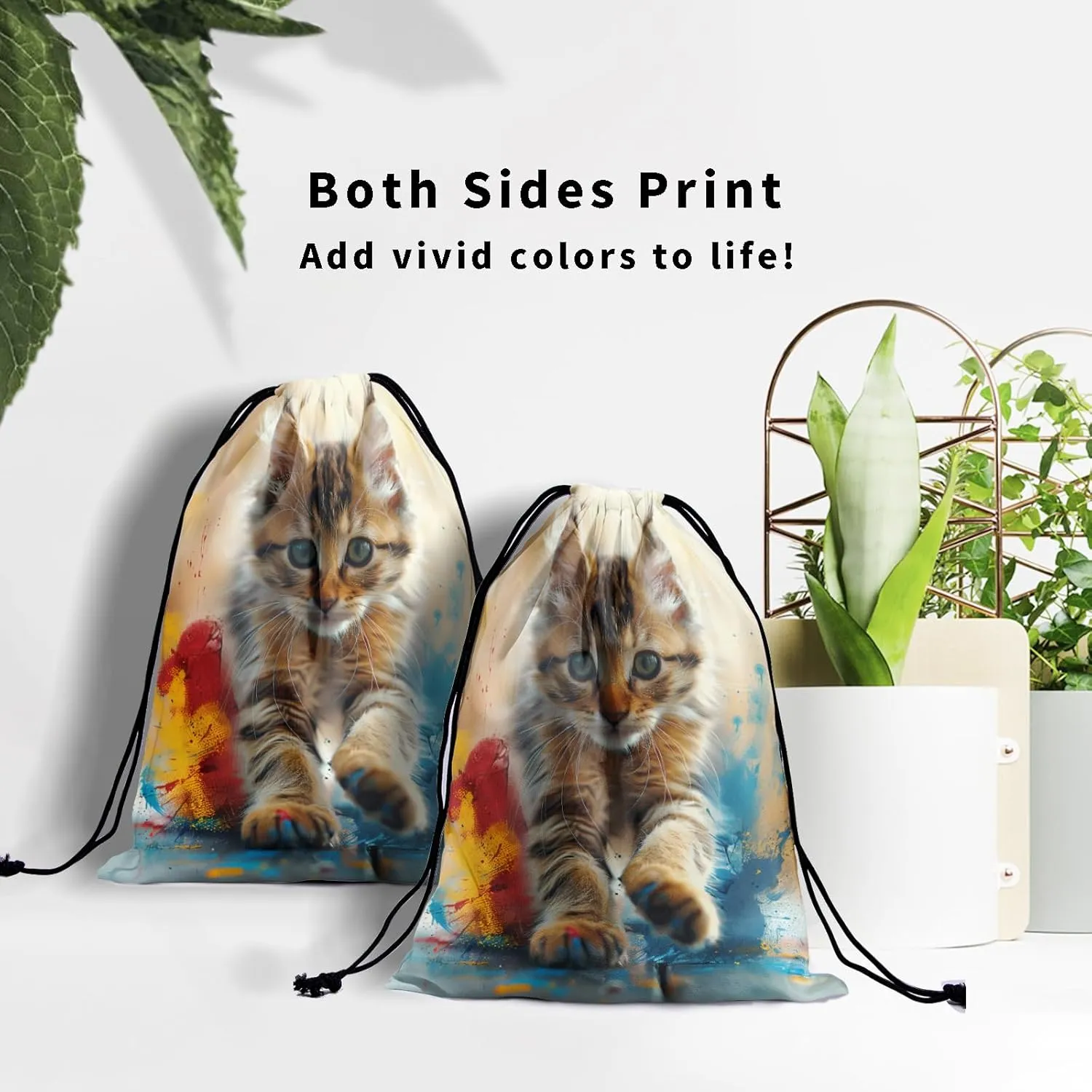 Oil Painting Gymnastics Grip Bag Lovely Cat Women Athlete Gym String Bag Storage Pouch Bag for Sports Grips