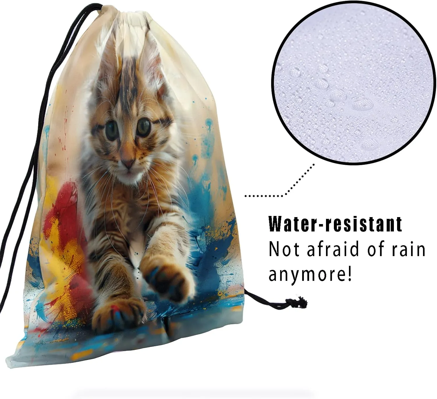 Oil Painting Gymnastics Grip Bag Lovely Cat Women Athlete Gym String Bag Storage Pouch Bag for Sports Grips