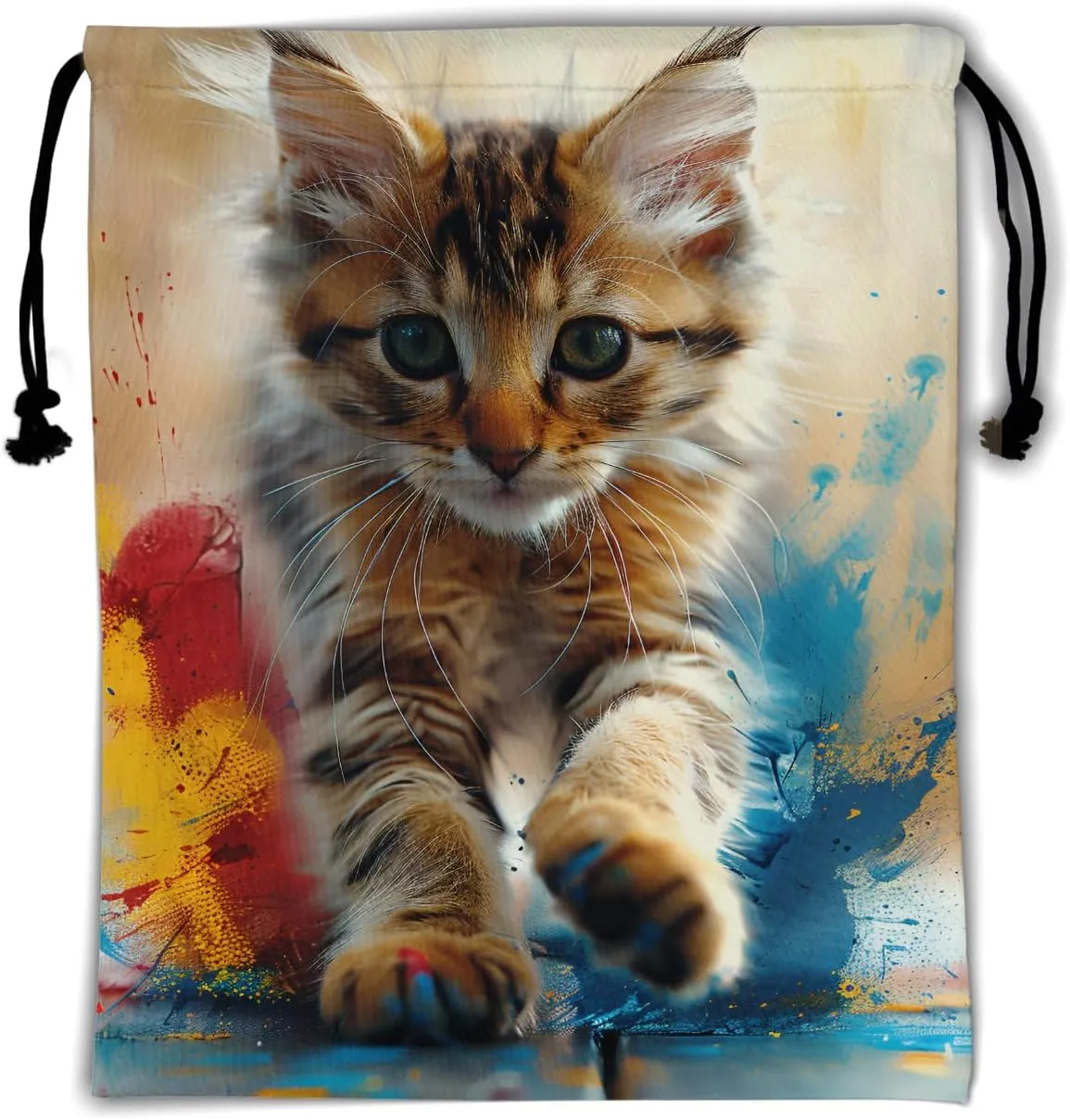 Oil Painting Gymnastics Grip Bag Lovely Cat Women Athlete Gym String Bag Storage Pouch Bag for Sports Grips