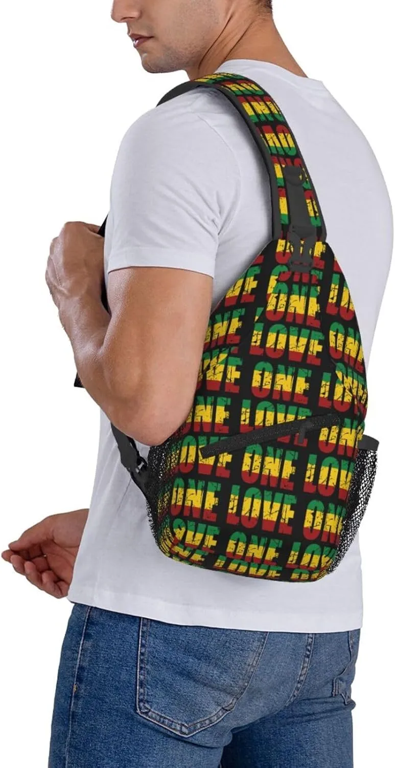 One Loves Jamaican Rasta Reggae Sling Bag Adjustable Crossbody Bag Casual Chest Bags Travel Shoulder Backpack