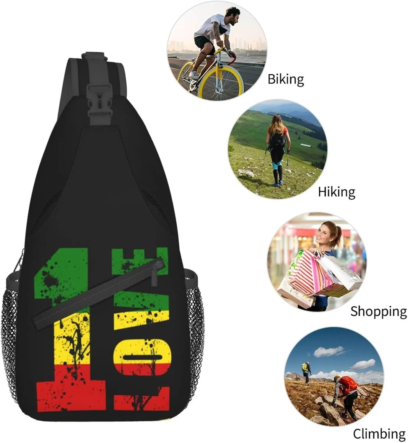 One Loves Jamaican Rasta Reggae Sling Bag Adjustable Crossbody Bag Casual Chest Bags Travel Shoulder Backpack