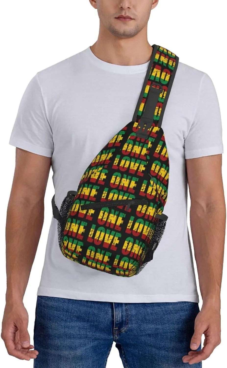 One Loves Jamaican Rasta Reggae Sling Bag Adjustable Crossbody Bag Casual Chest Bags Travel Shoulder Backpack