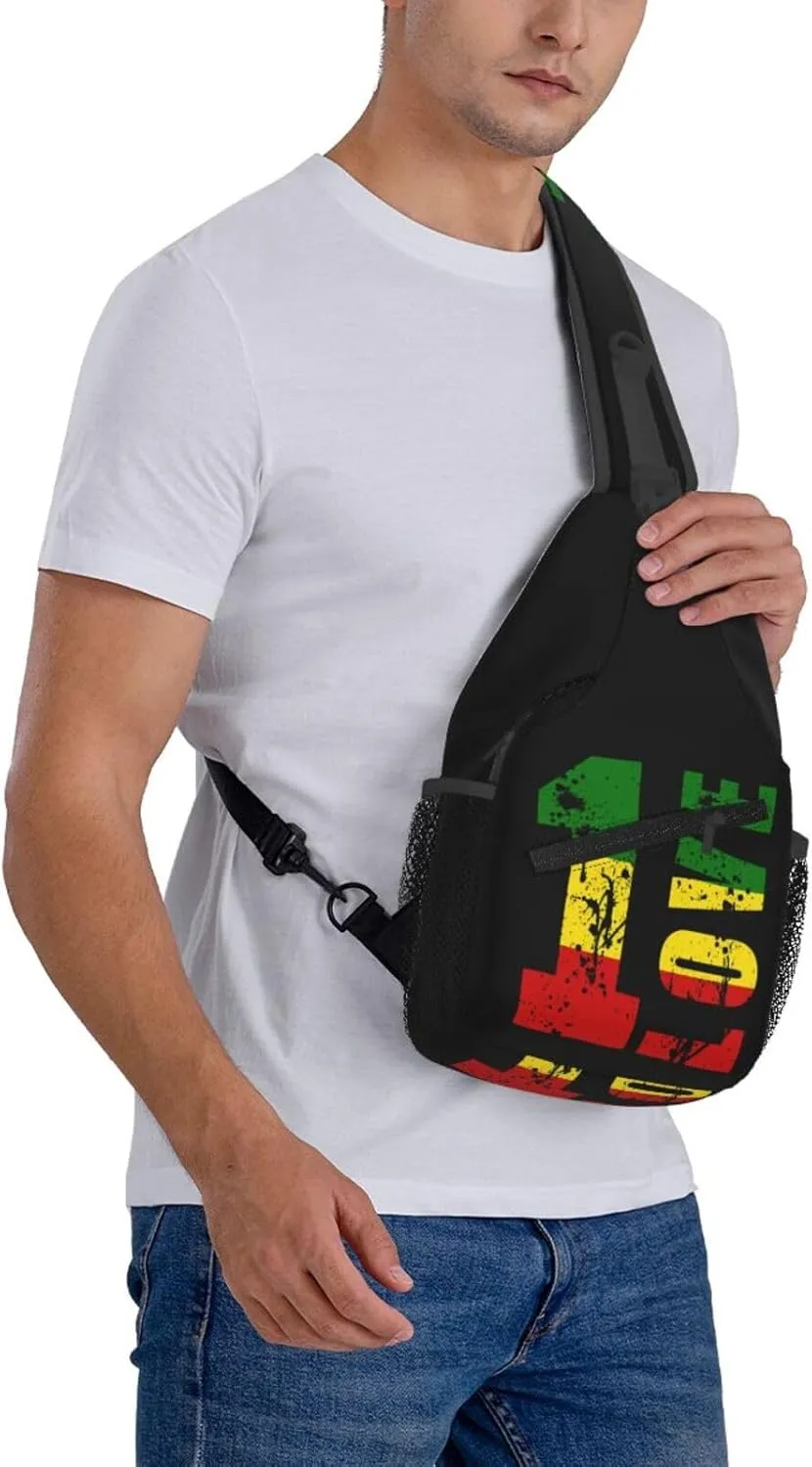 One Loves Jamaican Rasta Reggae Sling Bag Adjustable Crossbody Bag Casual Chest Bags Travel Shoulder Backpack