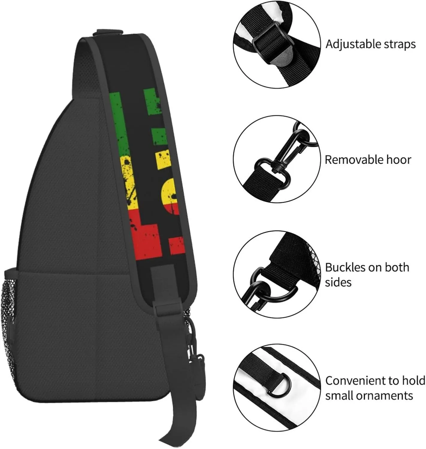 One Loves Jamaican Rasta Reggae Sling Bag Adjustable Crossbody Bag Casual Chest Bags Travel Shoulder Backpack