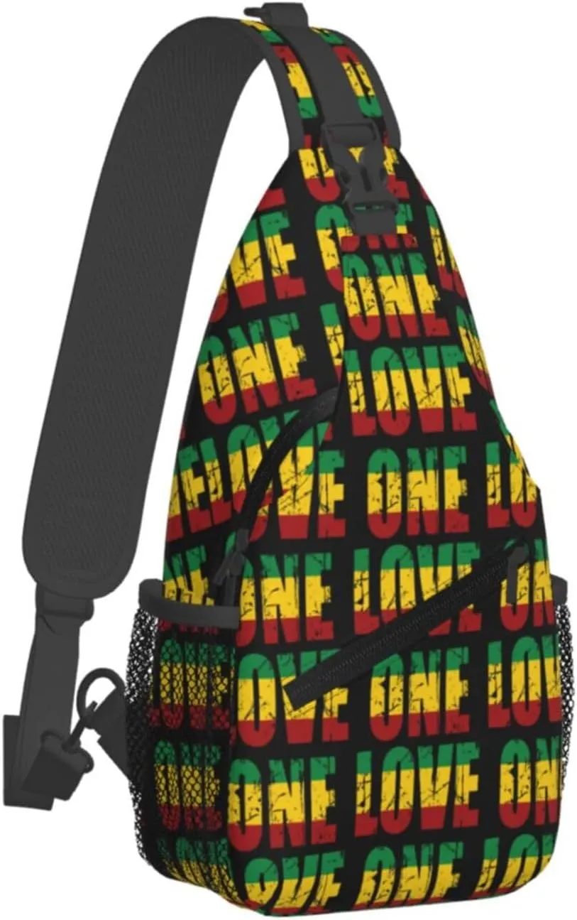 One Loves Jamaican Rasta Reggae Sling Bag Adjustable Crossbody Bag Casual Chest Bags Travel Shoulder Backpack