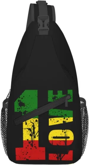 One Loves Jamaican Rasta Reggae Sling Bag Adjustable Crossbody Bag Casual Chest Bags Travel Shoulder Backpack
