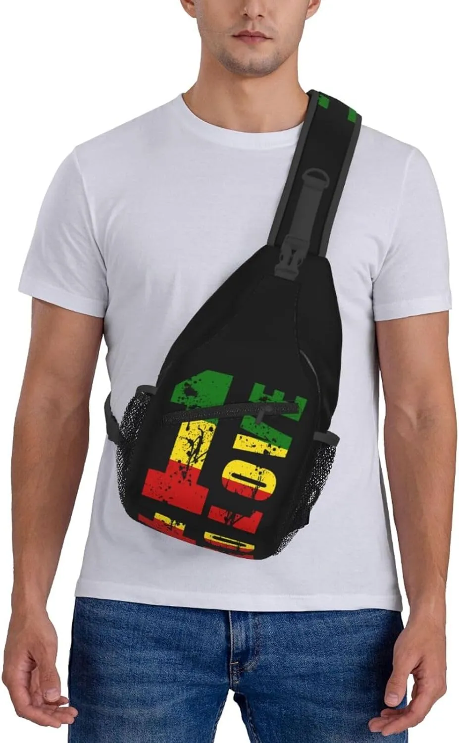 One Loves Jamaican Rasta Reggae Sling Bag Adjustable Crossbody Bag Casual Chest Bags Travel Shoulder Backpack