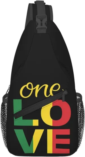 One Loves Jamaican Rasta Reggae Sling Bag Adjustable Crossbody Bag Casual Chest Bags Travel Shoulder Backpack