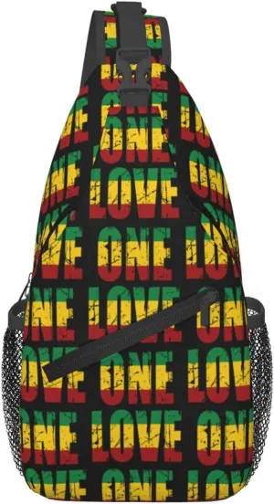 One Loves Jamaican Rasta Reggae Sling Bag Adjustable Crossbody Bag Casual Chest Bags Travel Shoulder Backpack