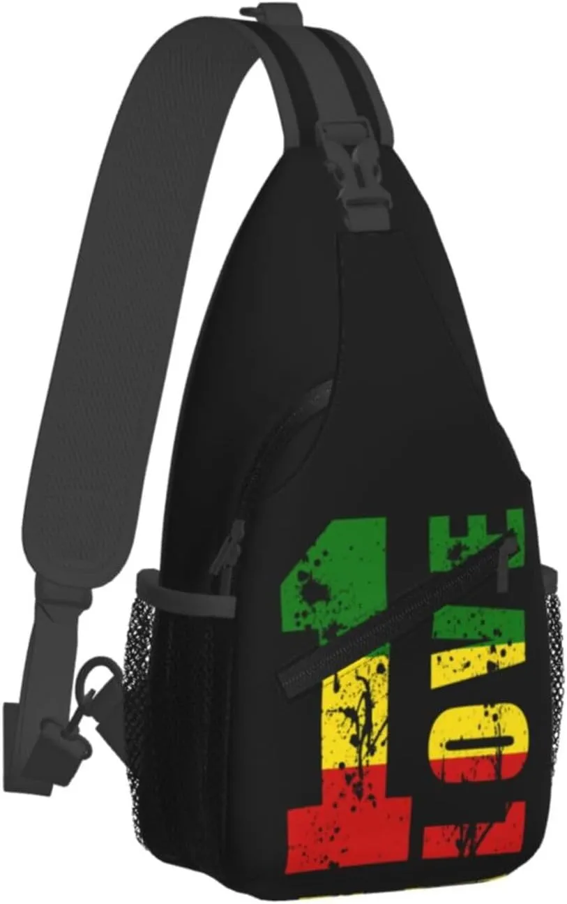 One Loves Jamaican Rasta Reggae Sling Bag Adjustable Crossbody Bag Casual Chest Bags Travel Shoulder Backpack