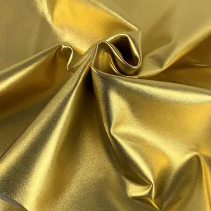 OSM BY120220-11 Metallic Series Lambskin Leather Hide 0.8-1MM (2-3 Oz) for Garments, Upholstery, Purses, Bags, Handbags, Linings, and Other Leather Crafting [6-7SF] (Gold)
