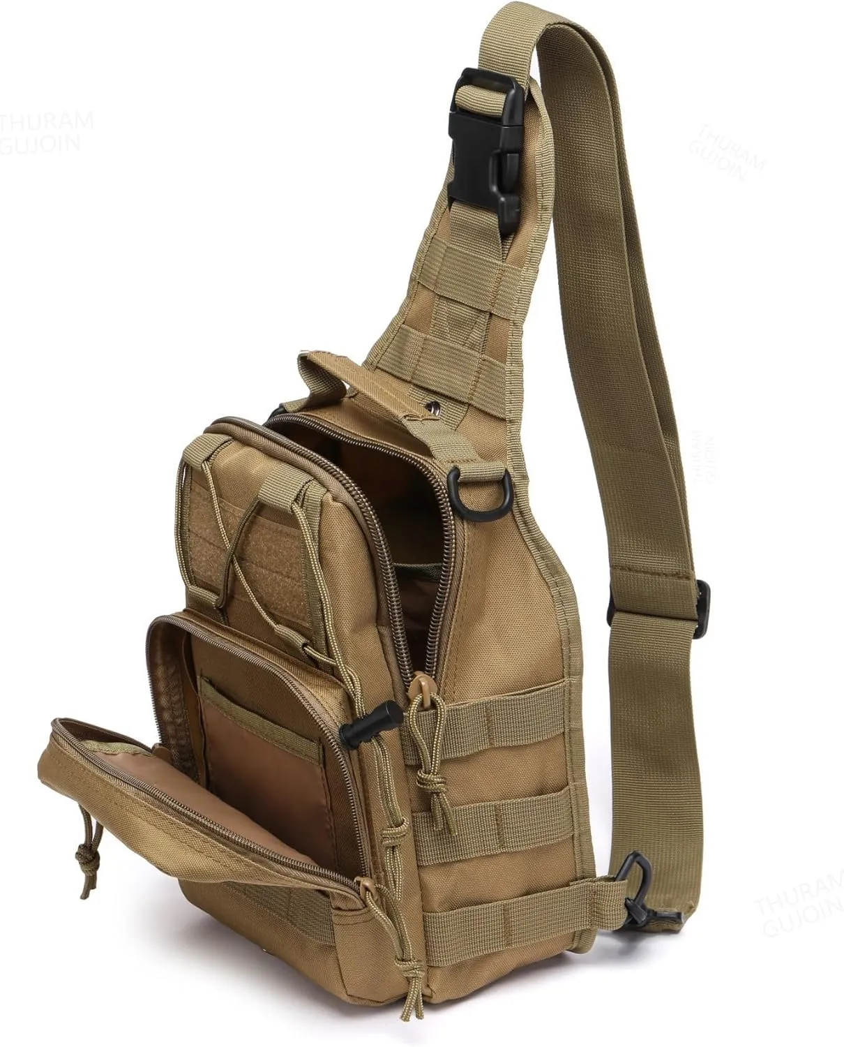 Outdoor Tactical Bag Backpack Military Sport Bag Pack Sling Shoulder Bags for Everyday and Outdoor Adventures (Khaki)