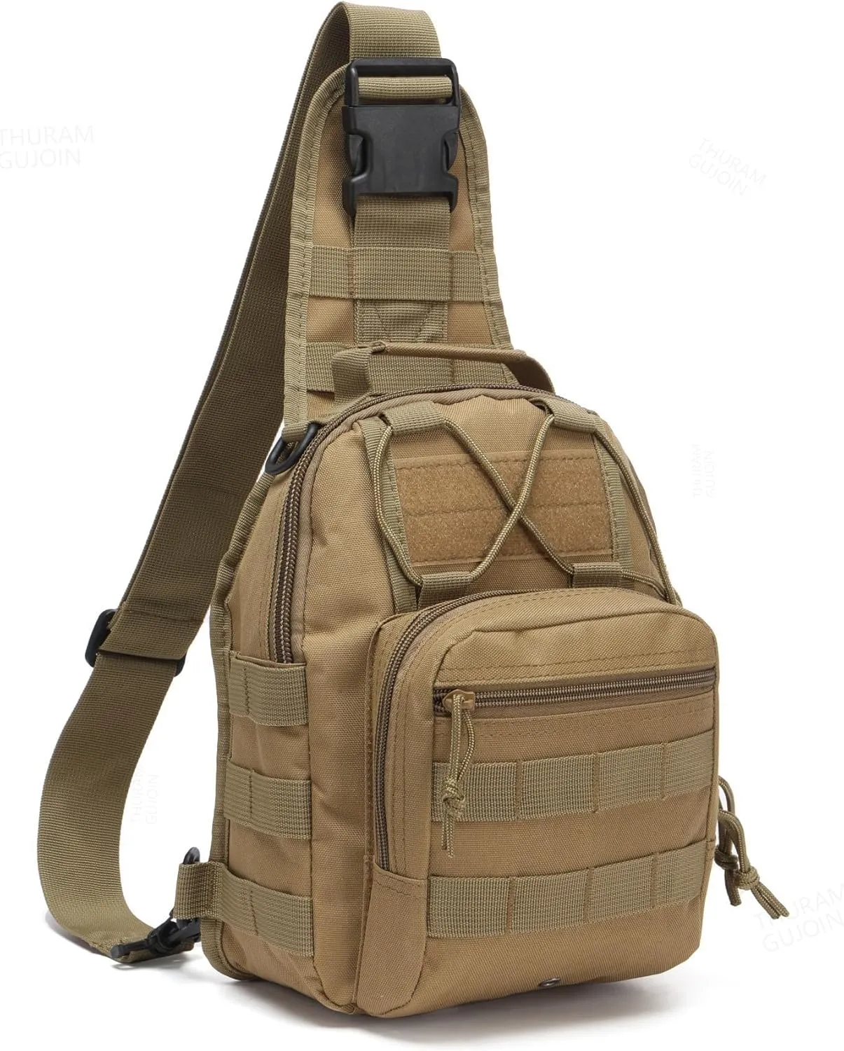 Outdoor Tactical Bag Backpack Military Sport Bag Pack Sling Shoulder Bags for Everyday and Outdoor Adventures (Khaki)