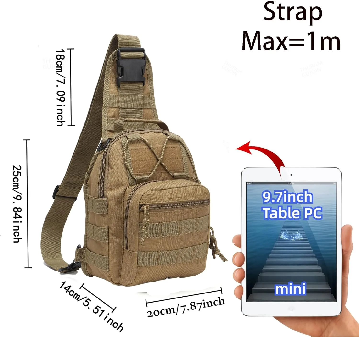 Outdoor Tactical Bag Backpack Military Sport Bag Pack Sling Shoulder Bags for Everyday and Outdoor Adventures (Khaki)