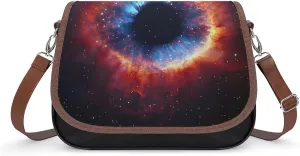 Outer-Spaces Nebula Galaxy Crossbody Bags PU Leather Purses Shoulder Handbag with Adjustable Shoulder Strap