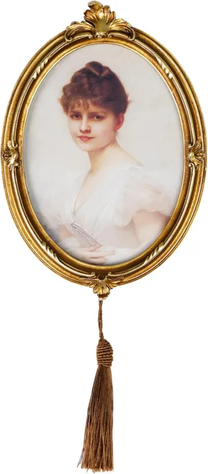 Oval 5x7 inch Resin Picture Frame with Tassel Tabletop and Wall Mounted Frames for Room and Living Room Decoration (Vintage Gold 5x7)