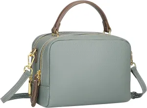 Over Earth Genuine Leather Crossbody Bags for Women Small Top Handle Purse Shoulder Handbag with Two Straps