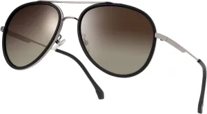 Oversized Aviator Polarized Sunglasses for Women Men,Oval Double Bridge Metal Frame Sun Glasses UV400 Protection