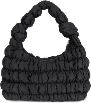 Oweisong Puffer Tote Handbag for Women Knotted Quilted Puffy Shoulder Purse Soft Padded Carryall Top Handle Bag