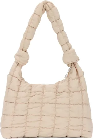 Oweisong Puffer Tote Handbag for Women Knotted Quilted Puffy Shoulder Purse Soft Padded Carryall Top Handle Bag