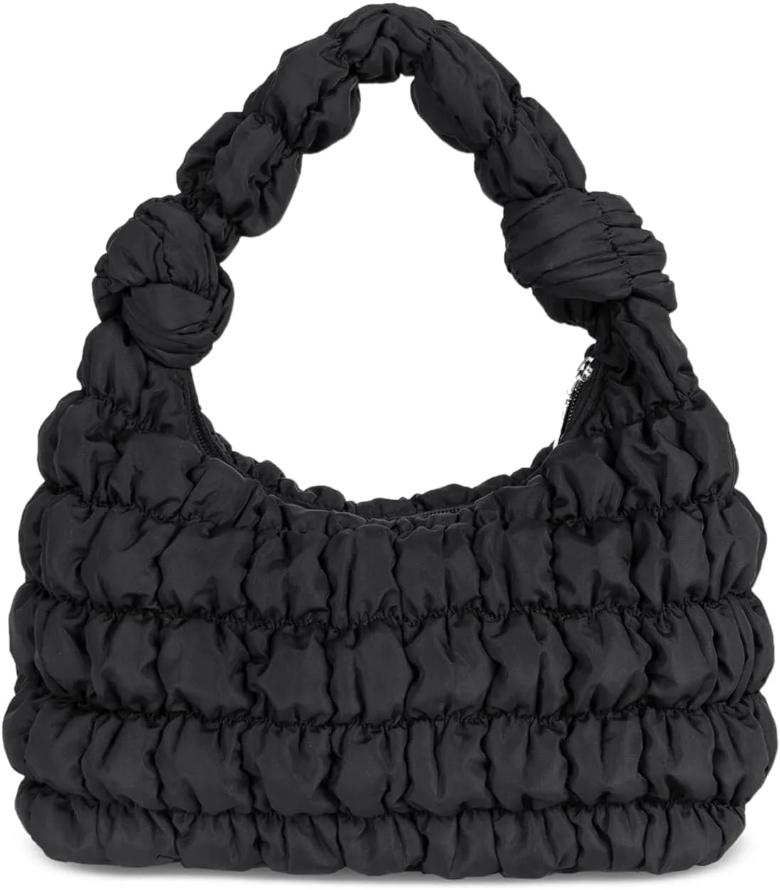 Oweisong Puffer Tote Handbag for Women Knotted Quilted Puffy Shoulder Purse Soft Padded Carryall Top Handle Bag