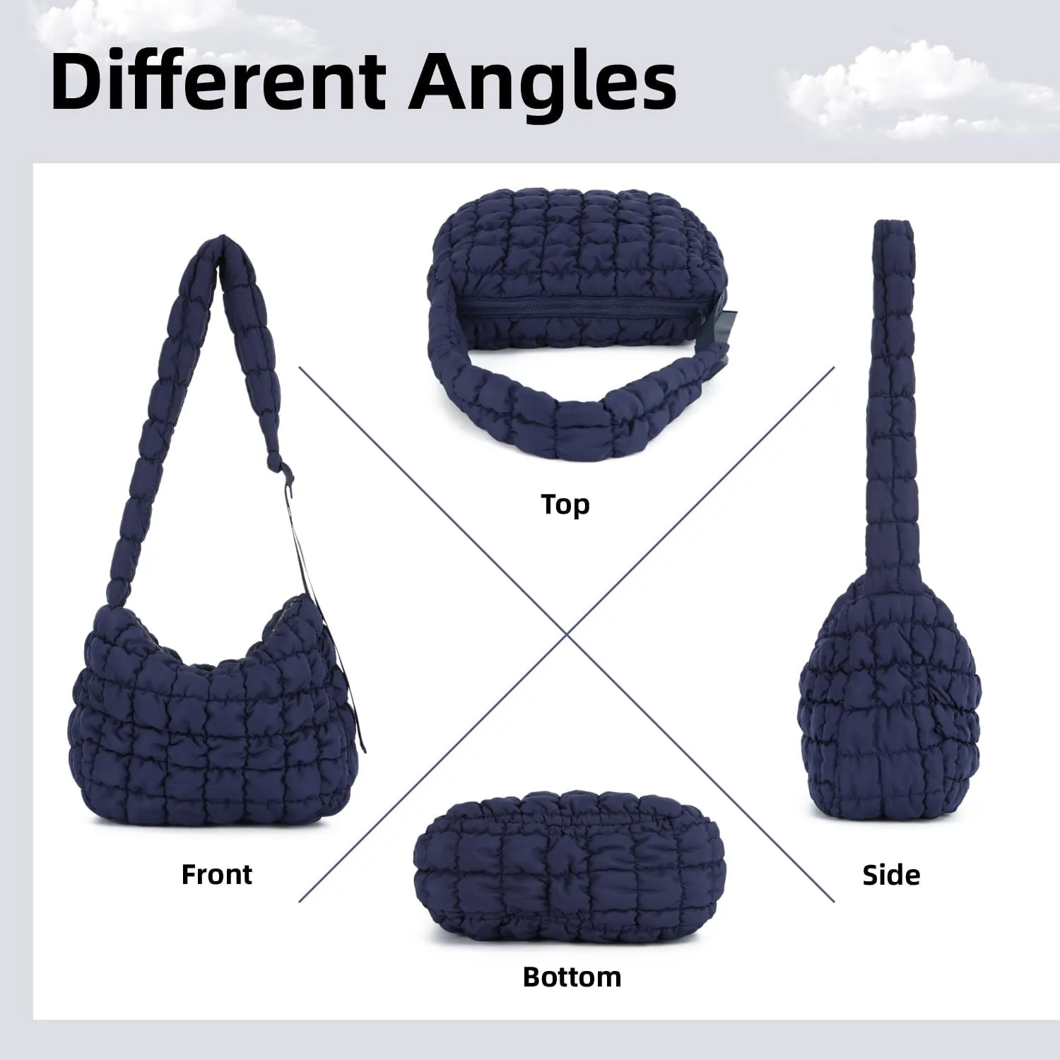 Oweisong Women Puffer Tote Bag Puffy Quilted Handbag Tote Lightweight Carryall Bag Large Hobo Crossbody Bag