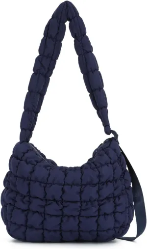 Oweisong Women Puffer Tote Bag Puffy Quilted Handbag Tote Lightweight Carryall Bag Large Hobo Crossbody Bag