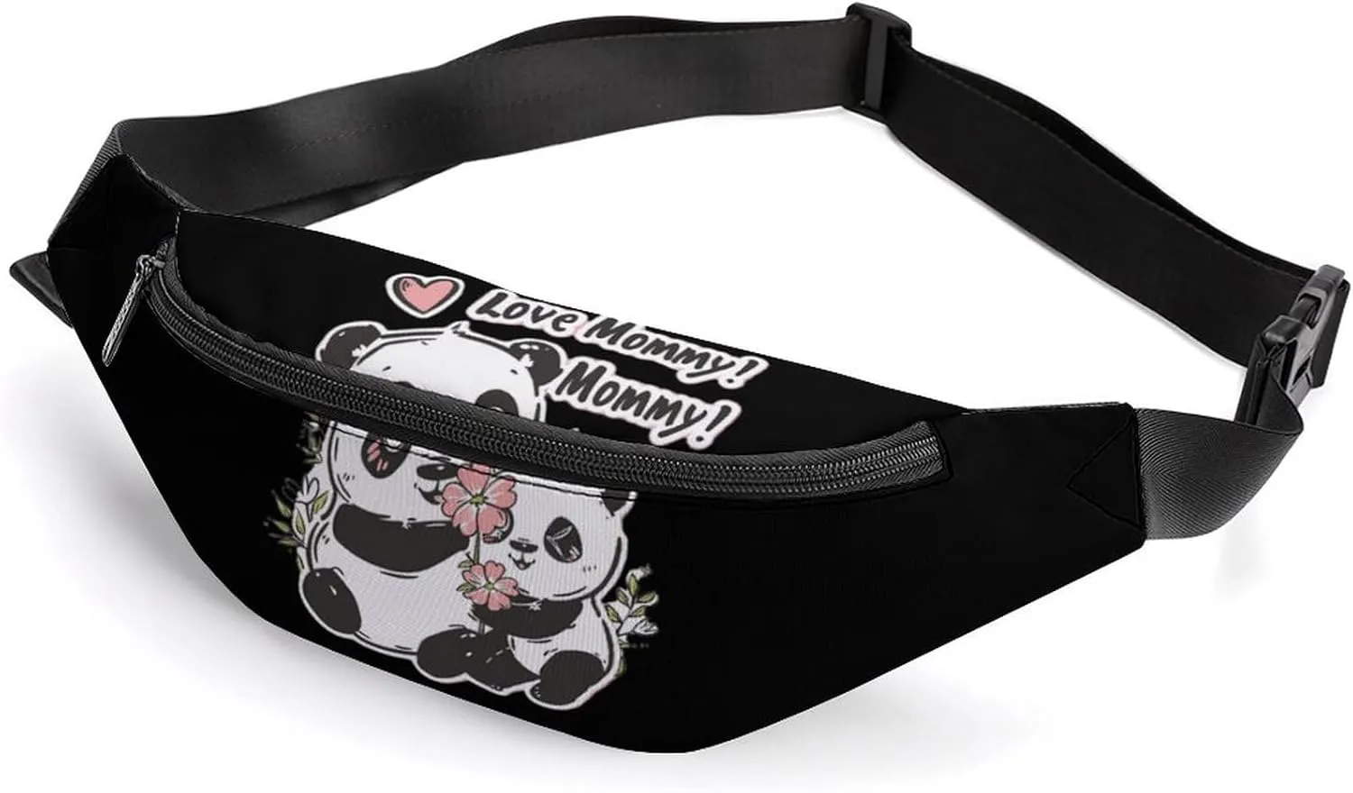 Panda Bears I Love Mommy Crossbody Fanny Pack Waist Packs Adjustable Shoulder Bags Sling Bag for Hiking Running Cycling