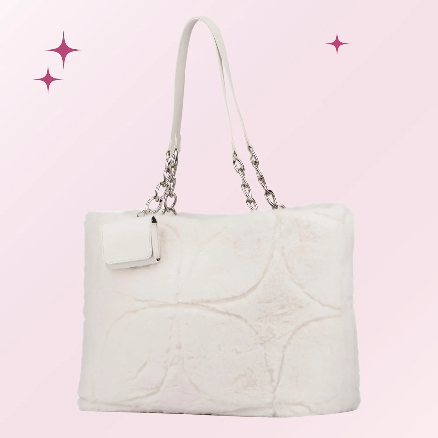 Paris Hilton Casson Puffy Quilted Oversized Tote with Chain Strap and Removable Headphones Holder