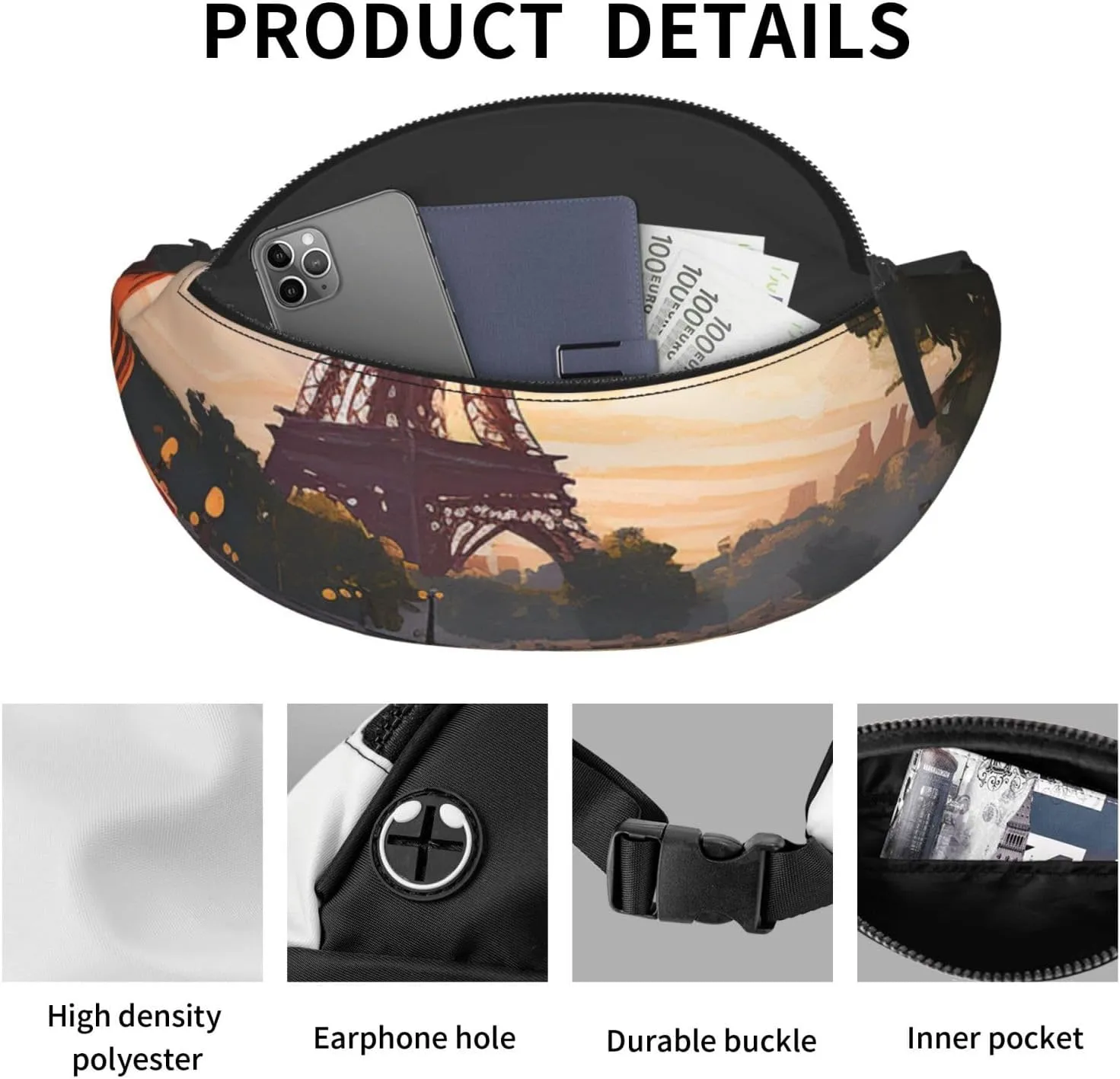 Paris Nature Scenery Fanny Pack for Women Men Waist Bag Waterproof Belt Bag with Adjustable Strap