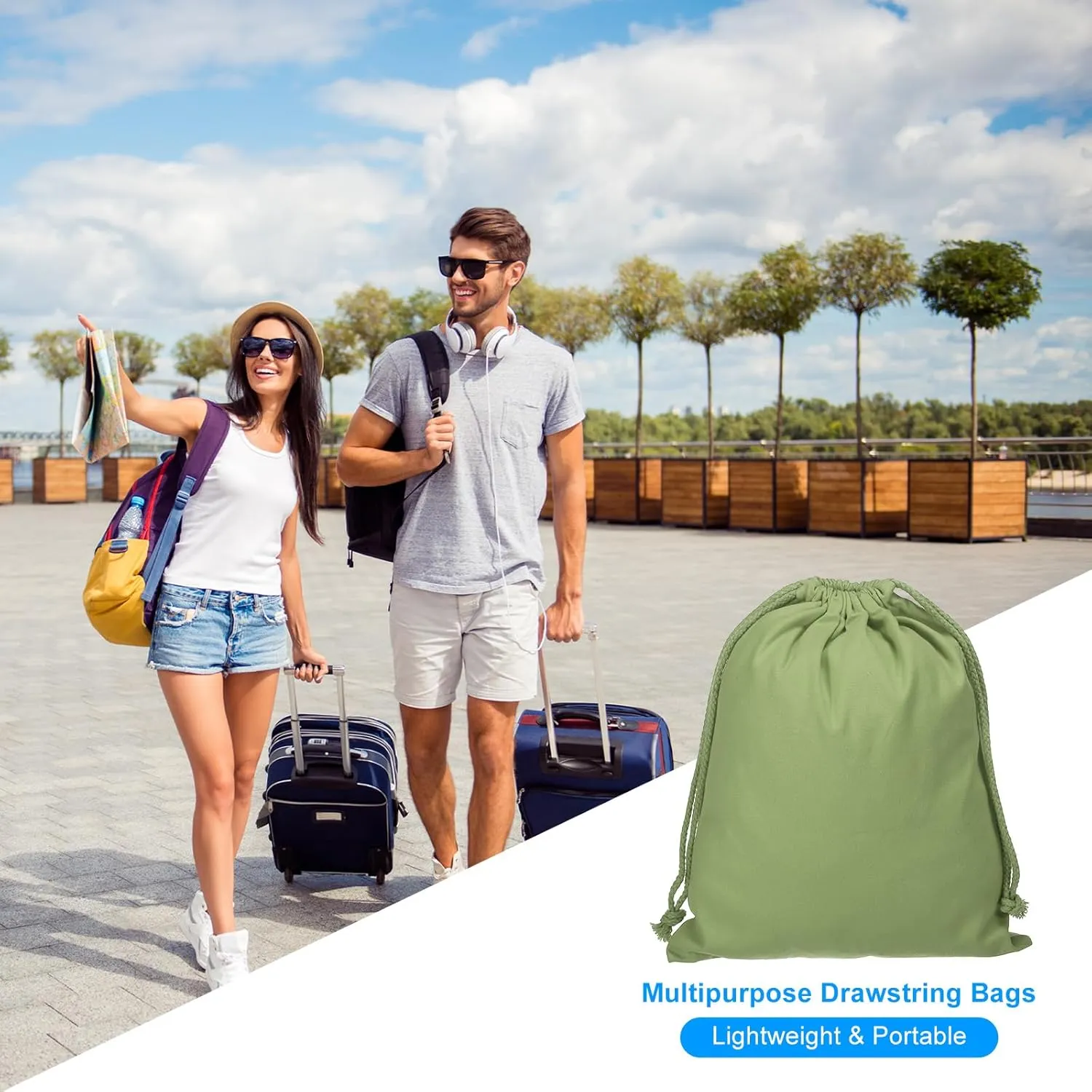 PATIKIL Reusable Drawstring Bags, Multipurpose Cotton Dust Bags, Luggage Organizer, Travel Essentials Storage Pouch