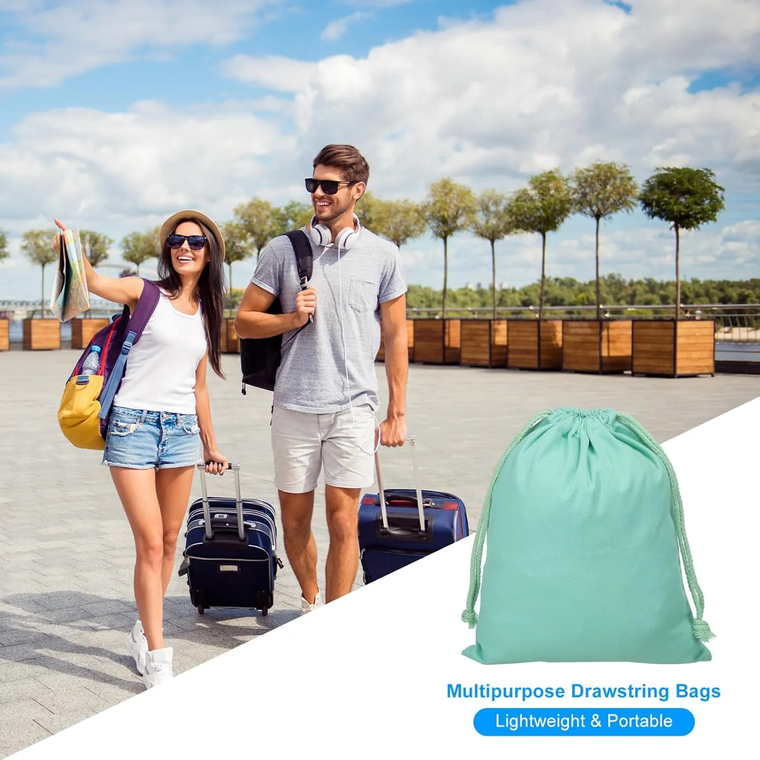 PATIKIL Reusable Drawstring Bags, Multipurpose Cotton Dust Bags, Luggage Organizer, Travel Essentials Storage Pouch