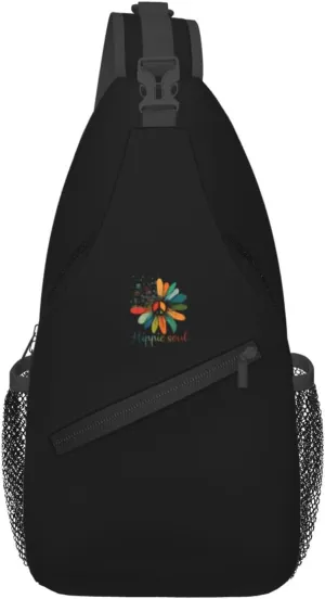 Peace Sign Hippie Soul Sling Bag Crossbody Backpack Shoulder Casual Daypack Bag for Men Women