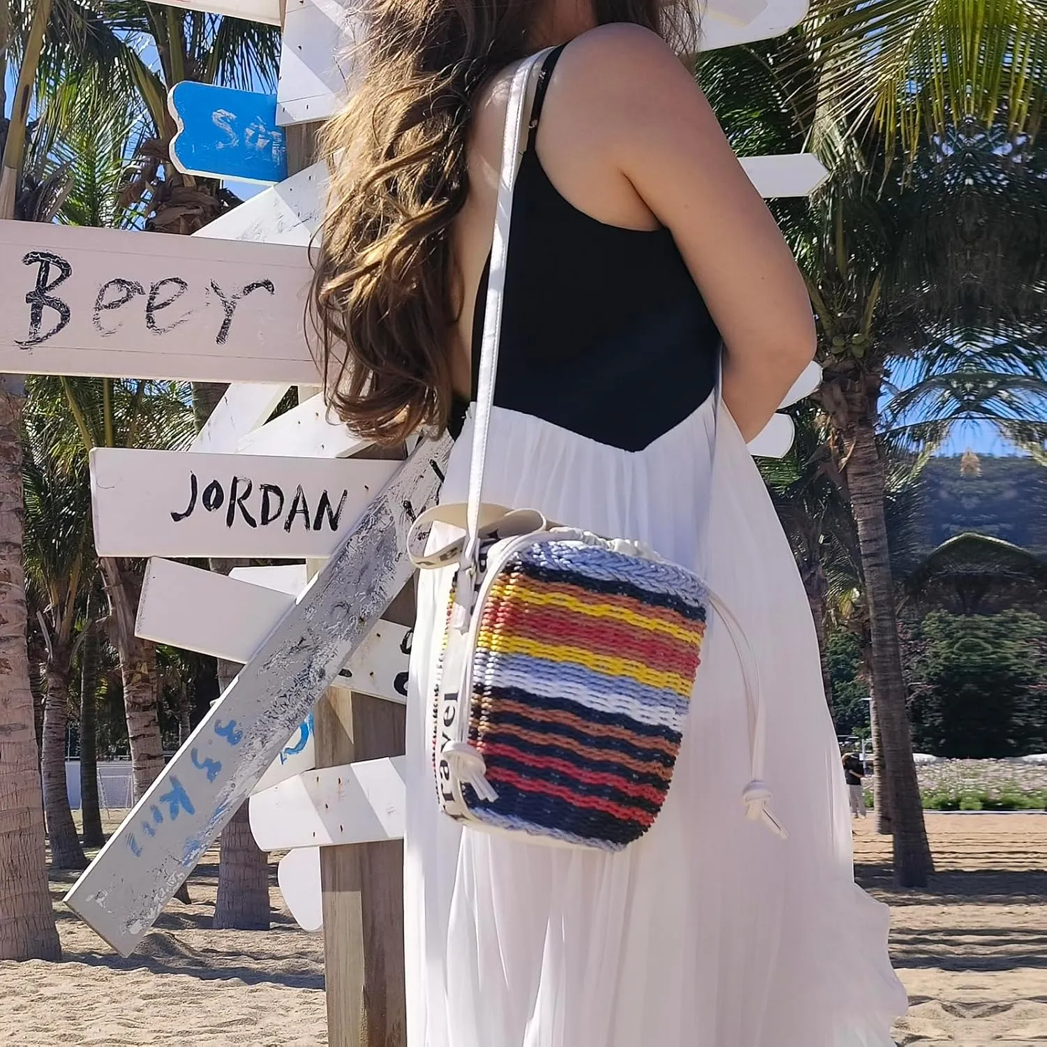 Pearl Flower Straw Woven Tote Bag Summer Beach Rattan Handle Bucket Bag Straw Purses and Handbags for Women