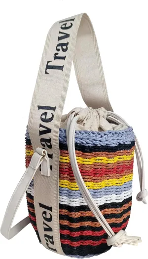 Pearl Flower Straw Woven Tote Bag Summer Beach Rattan Handle Bucket Bag Straw Purses and Handbags for Women