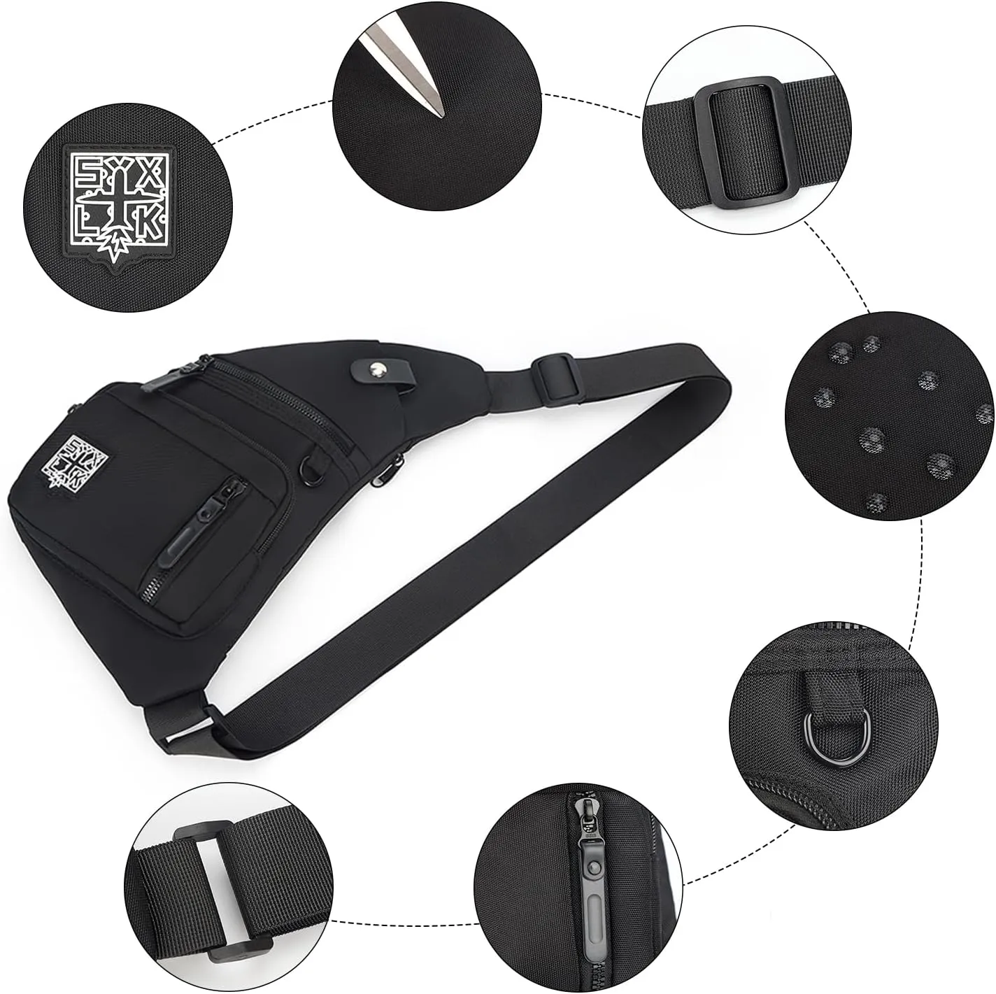 Peicees Small Sling Bag For Men Women Crossbody Man Purse Anti Theft Chest Bag For Travel Lightweight Shoulder Bag