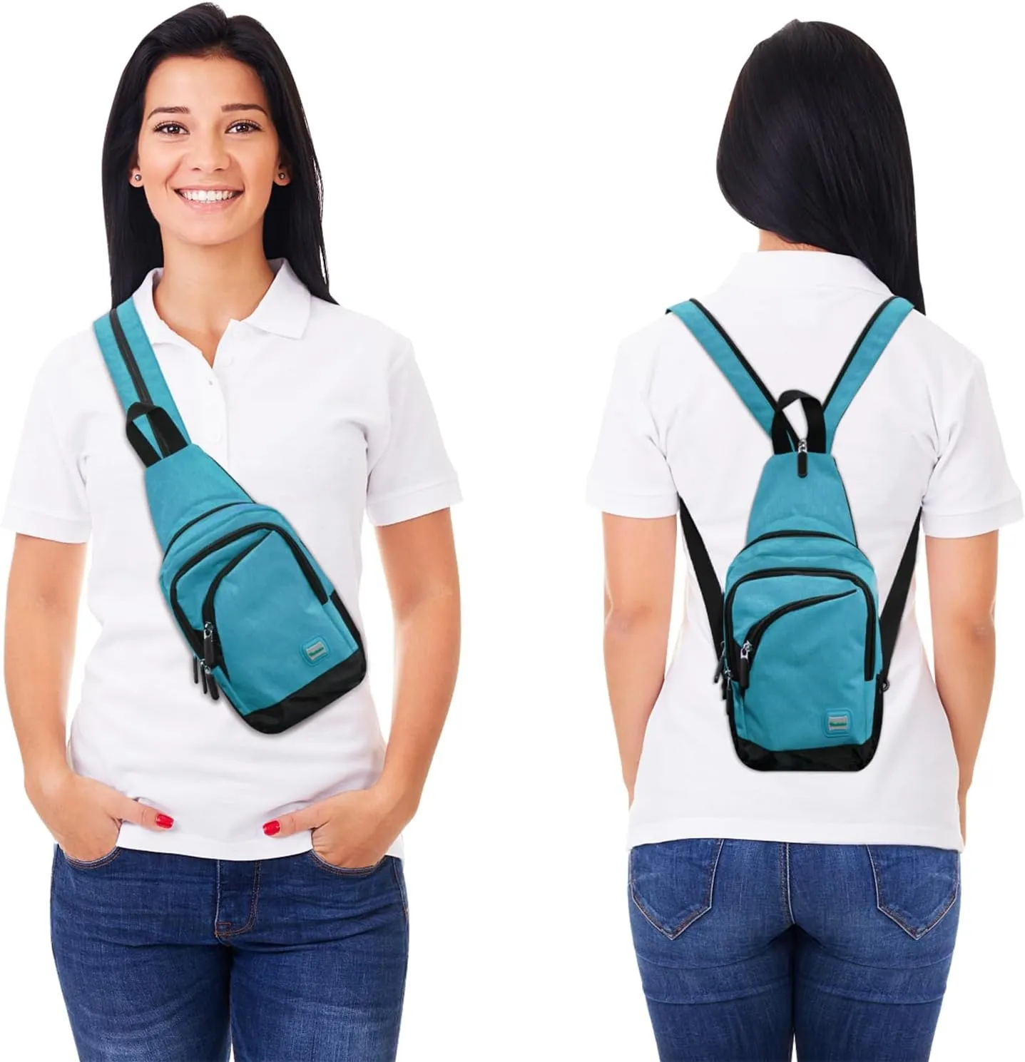 Peicees Small Sling Bag for Women Mens Convertible Crossbody Backpack Shoulder Chest Daypack with Zipper Strap for Hiking