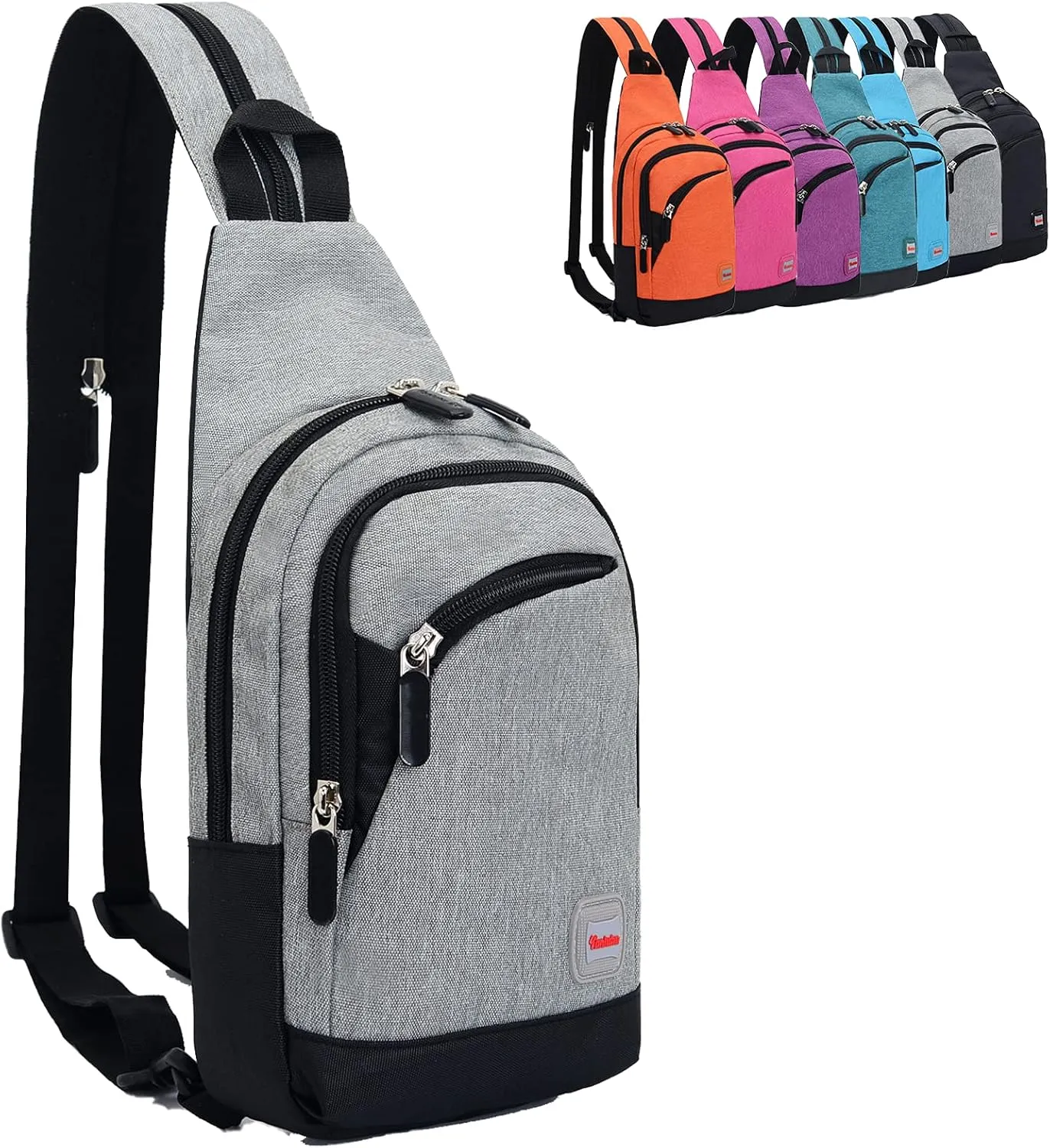 Peicees Small Sling Bag for Women Mens Convertible Crossbody Backpack Shoulder Chest Daypack with Zipper Strap for Hiking