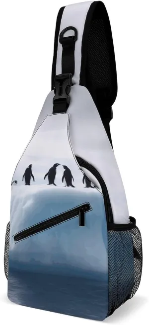 Penguins on The Iceberg Crossbody Sling Bag for Men Hiking Backpack Travel Chest Bag Man Purse Shoulder Bags Daypack