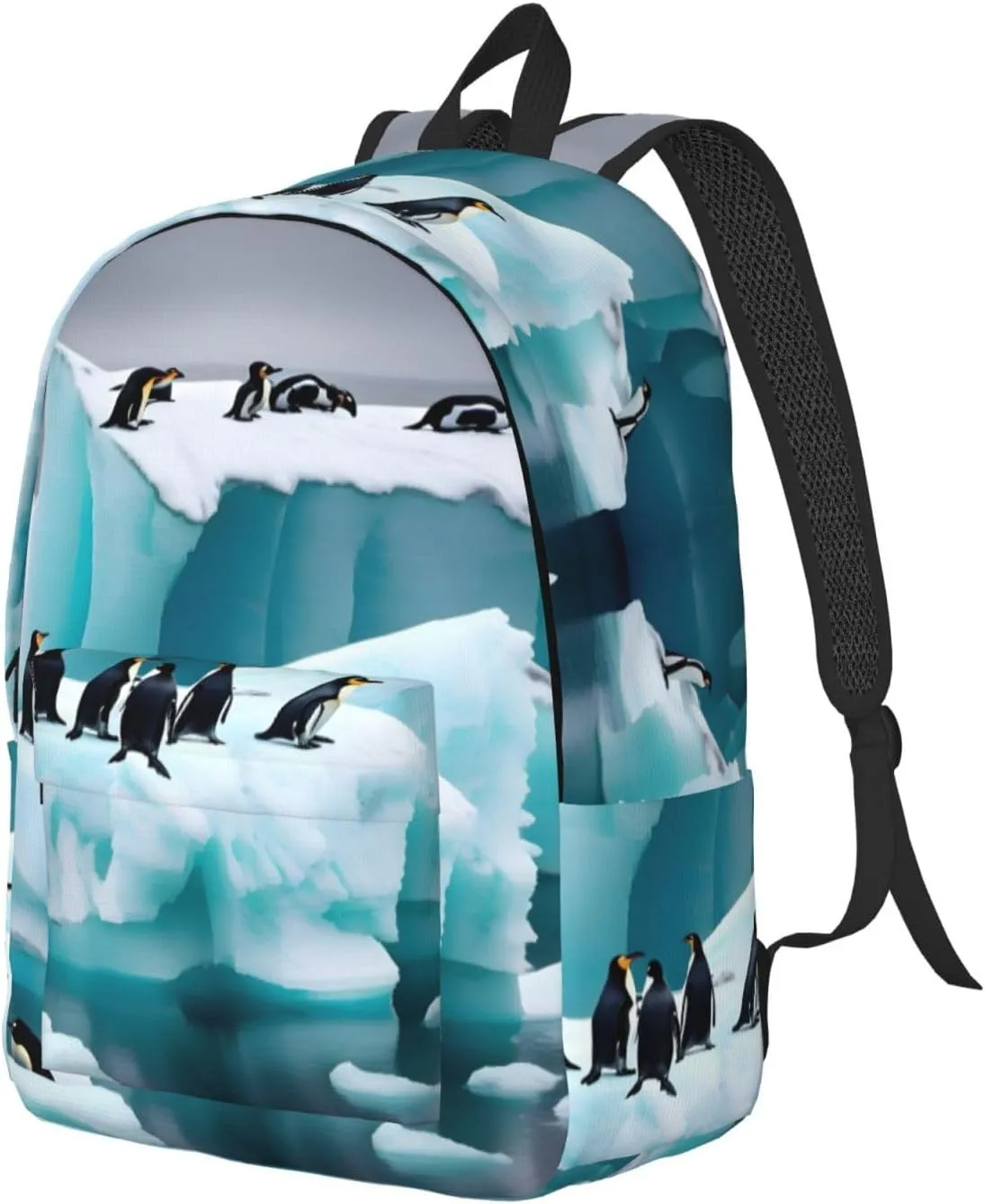 Penguins On The Iceberg Print Laptop Backpack For Women Travel Canvas Bookbag For Men Outdoor Fashion Casual Daypack