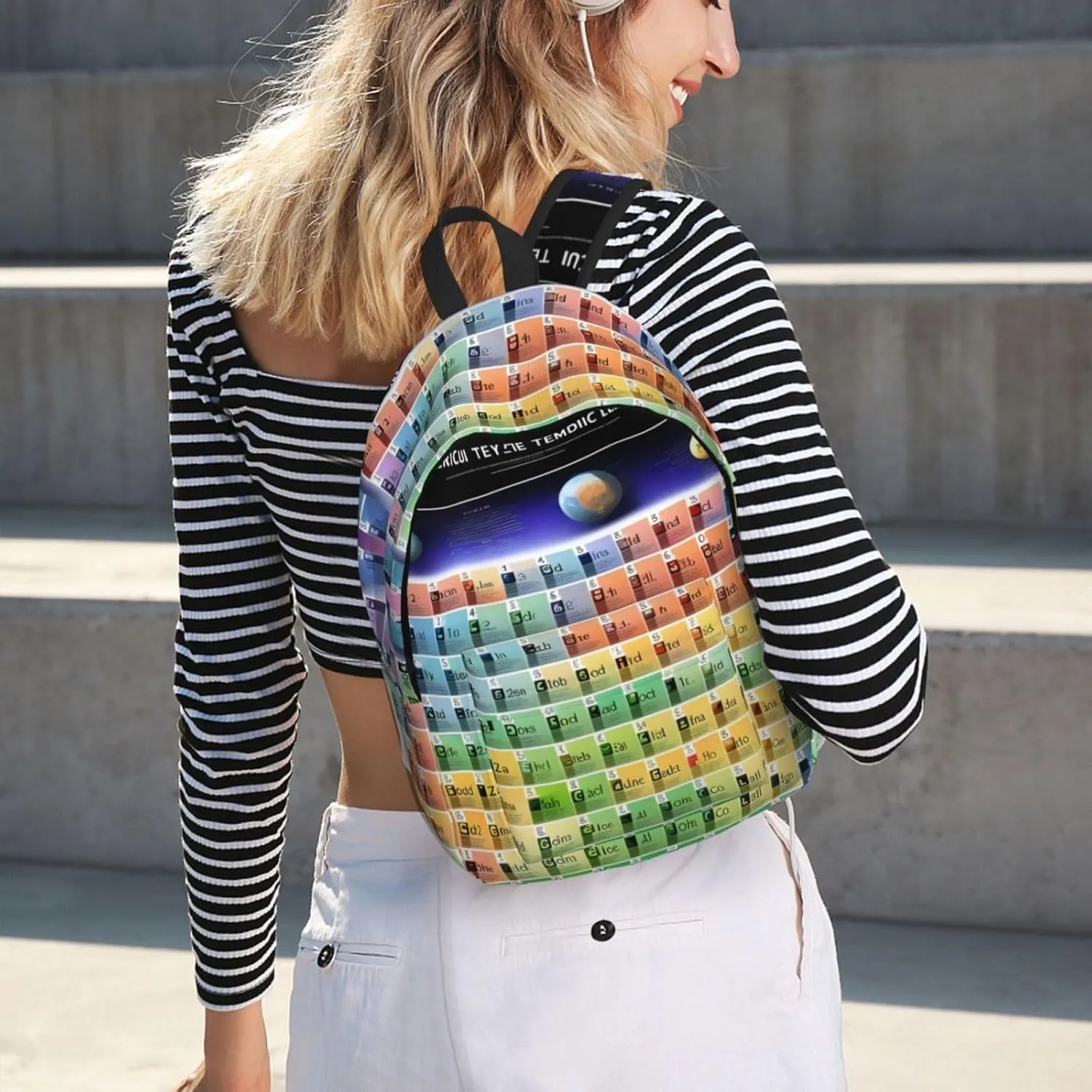 Periodic Table Of Elements Print Canvas Backpack For Women Travel Backpack For Men College Casual Laptop Daypack