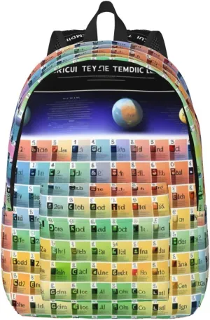 Periodic Table Of Elements Print Canvas Backpack For Women Travel Backpack For Men College Casual Laptop Daypack