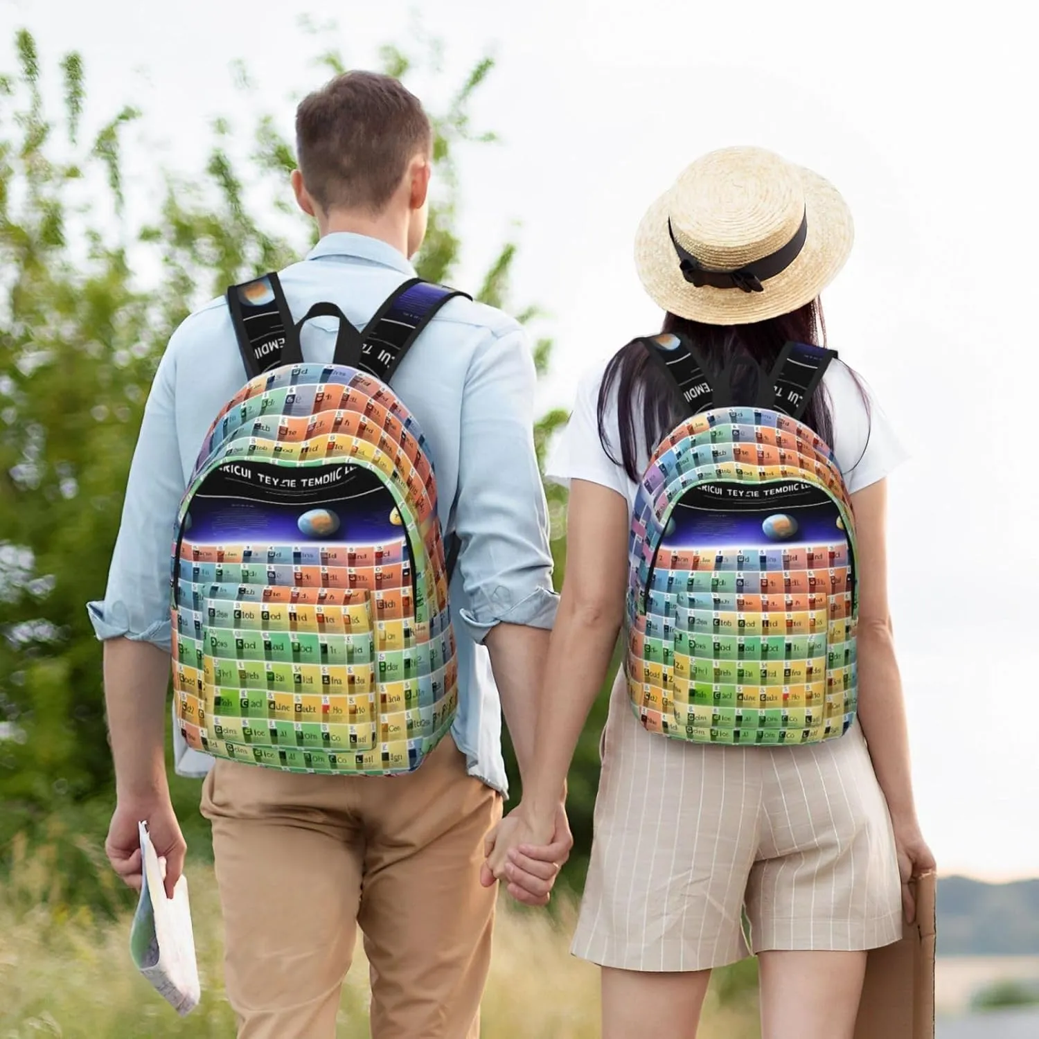 Periodic Table Of Elements Print Canvas Backpack For Women Travel Backpack For Men College Casual Laptop Daypack
